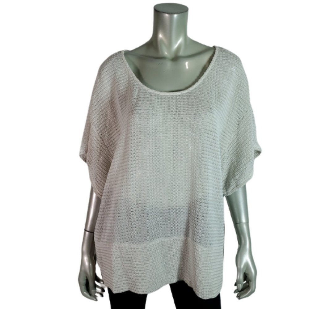 Torrid Womens Top Plus Size 2X Sheer Stretch Scoop Neck Pullover Ivory Casual